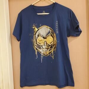 Disney Antman Wasp T-Shirt Top Tee Women XL Blue Shiny Foil Short Sleeve Marvel